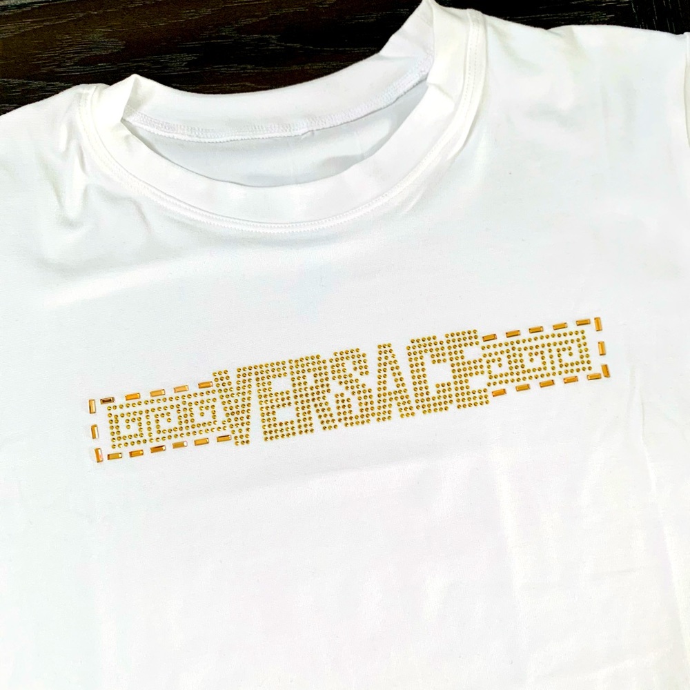 White rhinestones top NEW